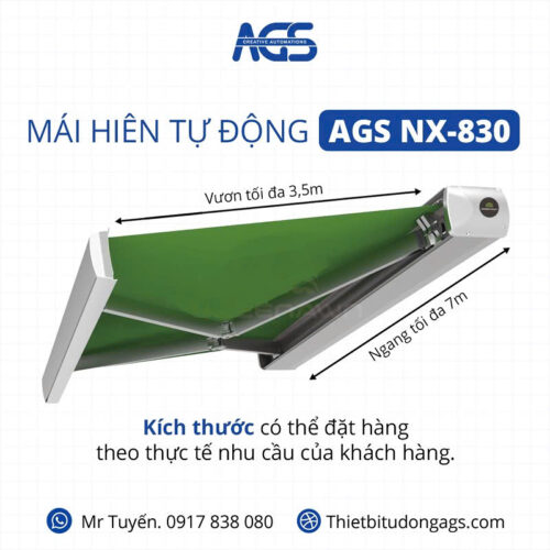 Mái hiên tự động cao cấp AGS NX-830