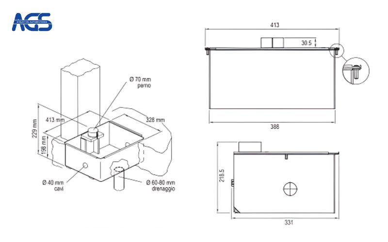 Bản vẽ kỹ thuật motor cổng FLOOR