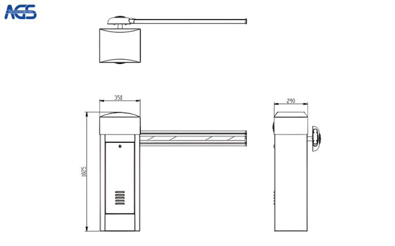 Bản vẽ kỹ thuật thiết bị barie AGS-D009G