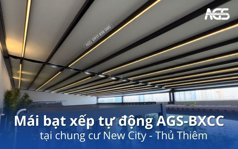 Mái bạt xếp tự động tại chung cư New City