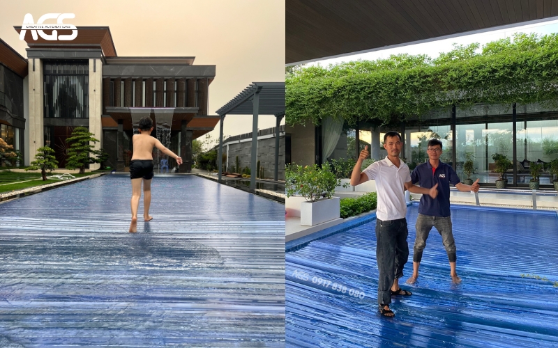 Mành che mặt hồ bơi lắp tại các villa nghỉ dưỡng sang trọng