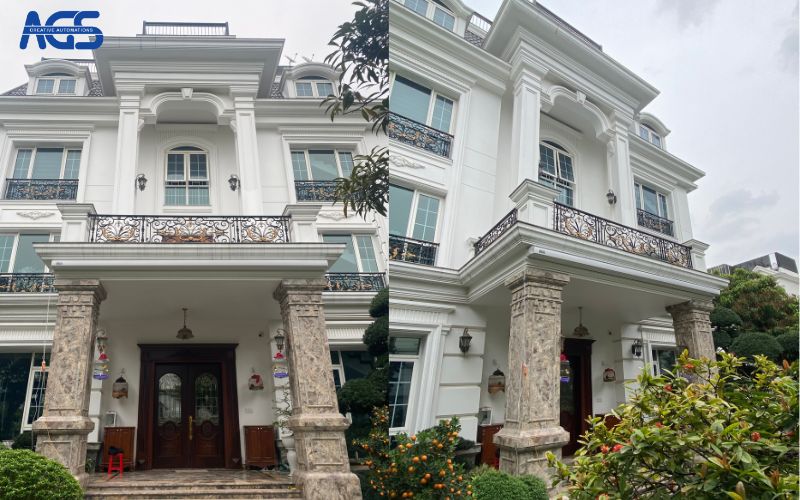 Mái hiên đóng lại nằm gọn gàng, thẩm mỹ cực cao