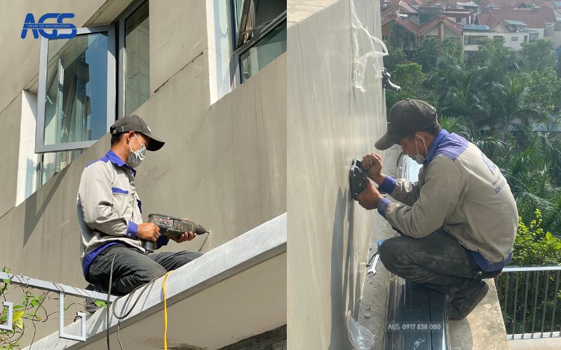 Đội ngũ kỹ thuật AGS lắp mái hiên chuyên nghiệp và thẩm mỹ