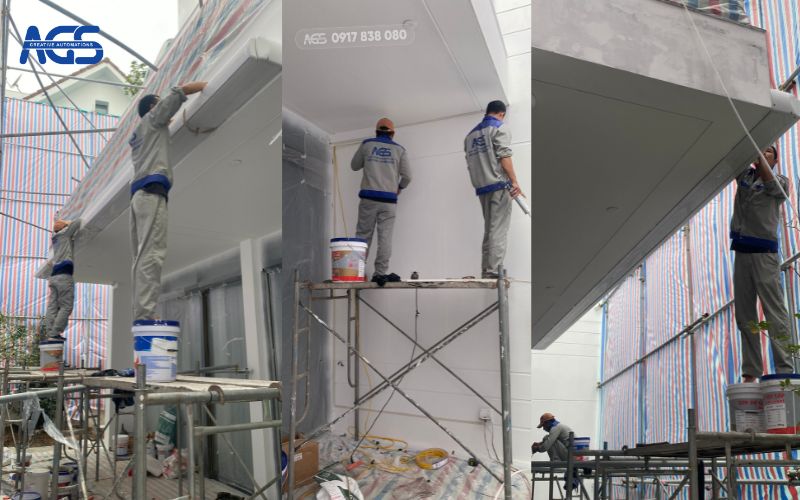 Đội ngũ kỹ thuật AGS lắp mái hiên tự động “chuẩn từng milimet”