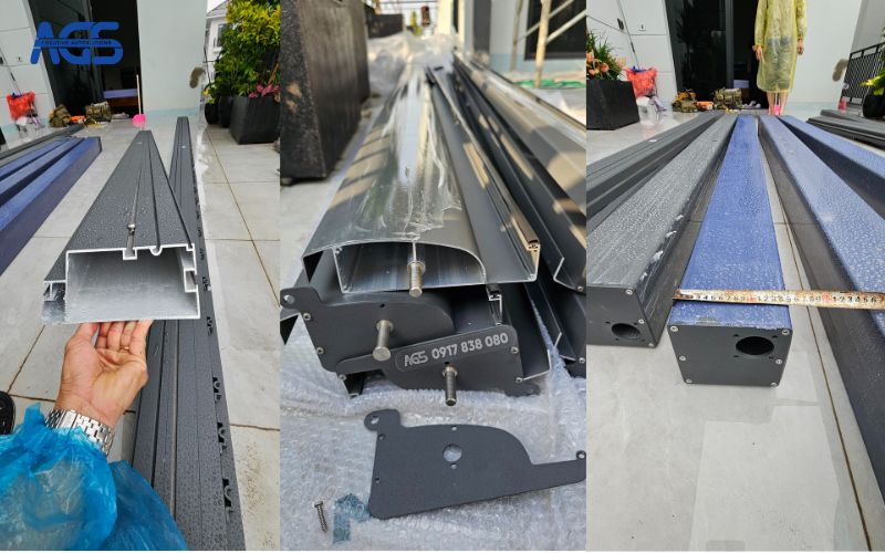 Mái nhôm xếp lật AGS có khung nhôm dày dặn, thẩm mỹ cao