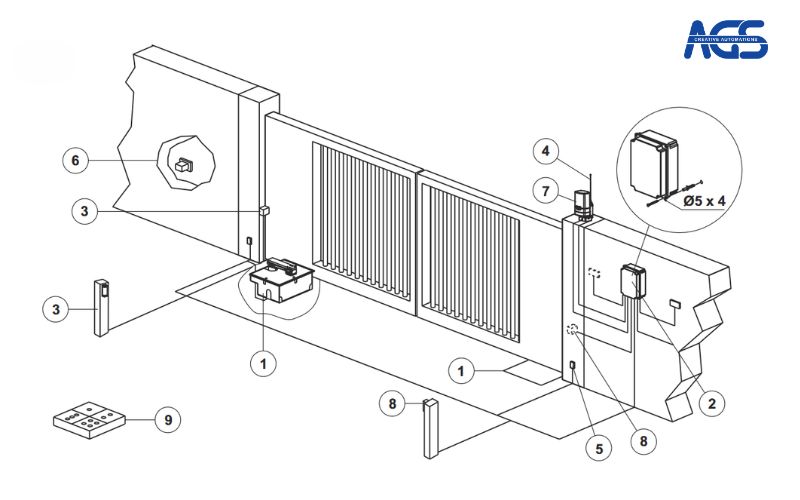 Bản vẽ các chi tiết cơ khí khi lắp motor cổng âm sàn GROUND