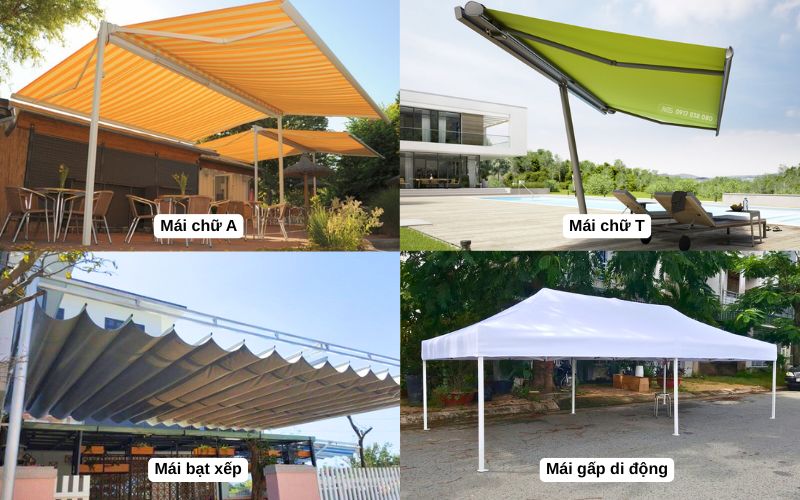 Mái hiên loại di động có nhiều thiết kế, mẫu mã đa dạng