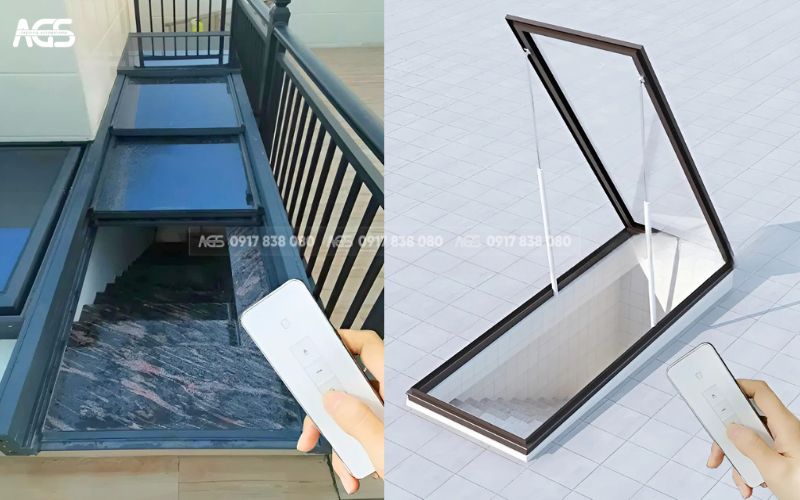 Cửa lên sân thượng tự động giúp nâng cấp không gian tầng thượng sang trọng và tiện nghi