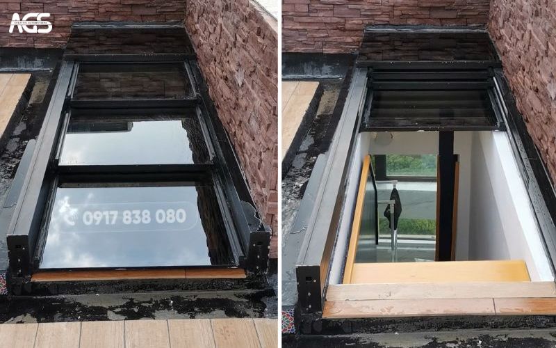 Cửa sân thượng tự động đóng mở dễ dàng để tạo lối đi lên xuống tầng tum
