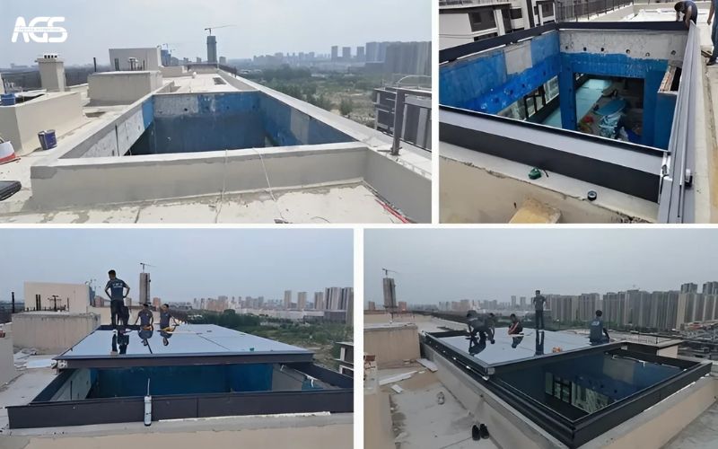 AGS là đơn vị hàng đầu có đủ tiềm lực và kinh nghiệm thi công cửa sân thượng tự động