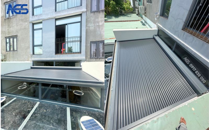 Mái nhôm cuốn giúp che nắng, chống nắng hiệu quả.