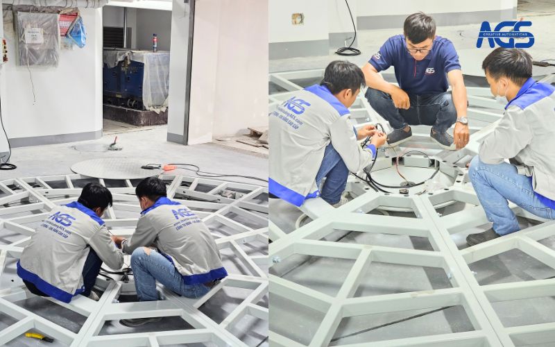 Đội ngũ nhân viên AGS lắp mâm quay nhanh chóng trong vòng 2 ngày.