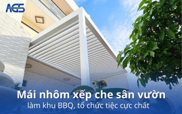 mái nhôm xếp che sân vườn