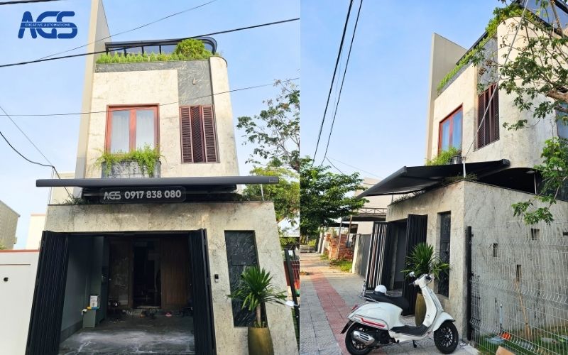 Mái che tạo không gian rộng rãi phía trước nhà.