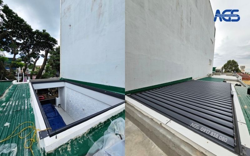 Mái nhôm lắp trực tiếp lên dầm bê tông chắc chắn.