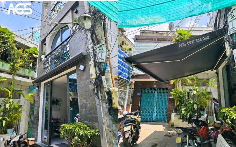 Sản phẩm thu lại gọn gàng, mở ra che chắn khu vực rộng.