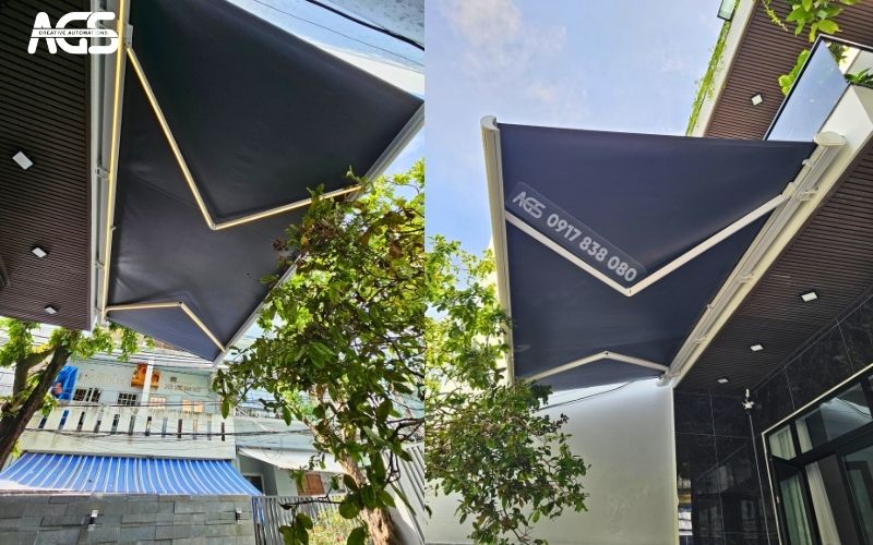 Mái che nổi bật, tôn thêm vẻ đẹp mặt tiền căn nhà.
