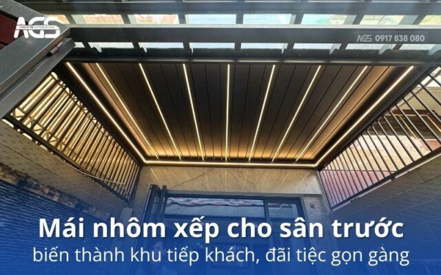 mái nhôm xếp cho phòng khách