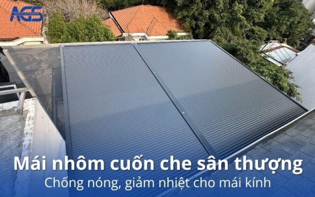 mái nhôm cuốn che sân thượng