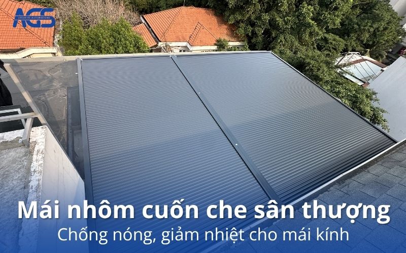 mái nhôm cuốn che sân thượng