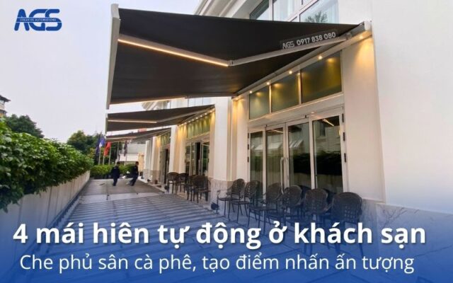 mái hiên tự động cho quán cà phê