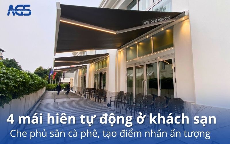 mái hiên tự động cho quán cà phê