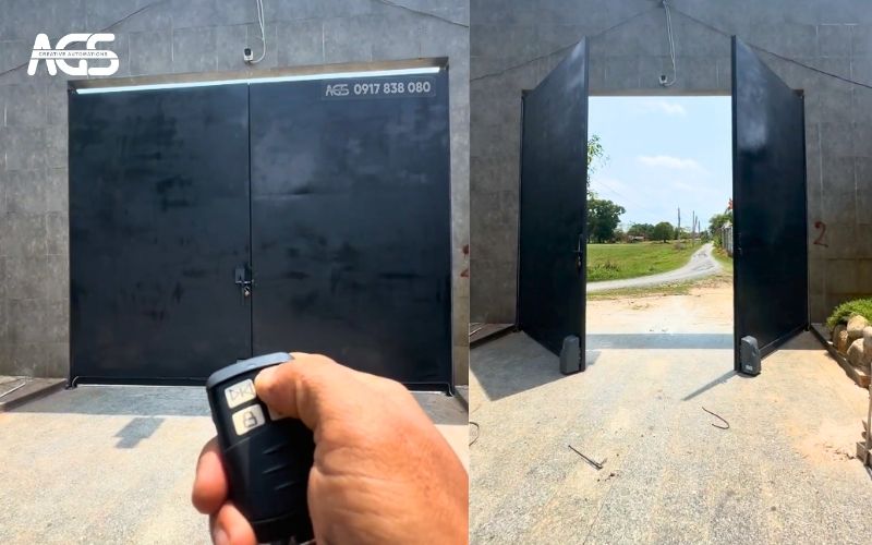 Mô tơ điều khiển qua Remote, đóng mở cổng trong 10-15 giây.