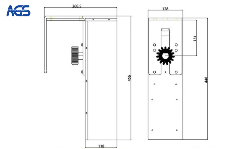 Bản vẽ kỹ thuật của mô tơ cổng lùa AGS-DCK 100/101