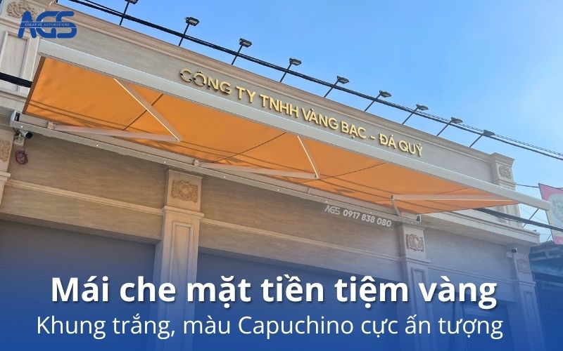 Mái hiên che mặt tiền tiệm vàng