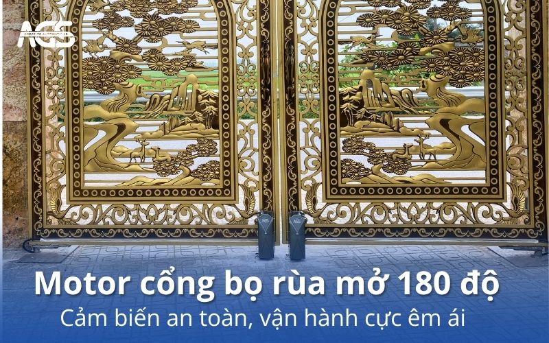 Motor cổng bọ rùa góc mở 180 độ