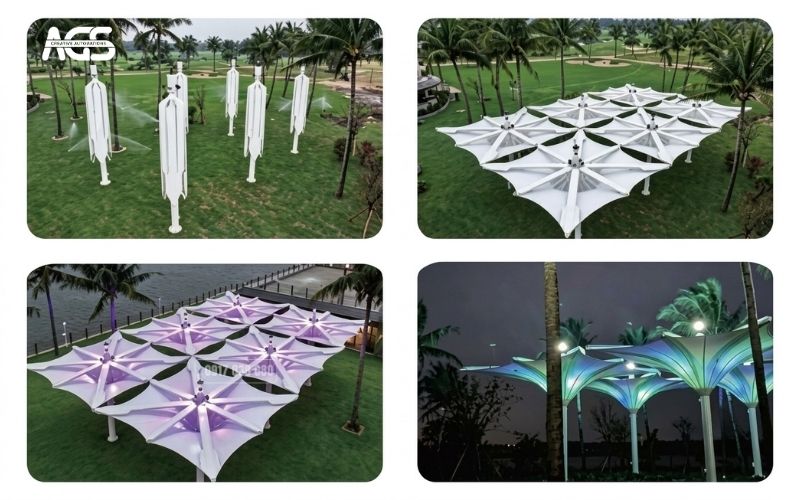 Dù điện tại Trung tâm hội nghị - tiệc cưới cao cấp ngoài trời