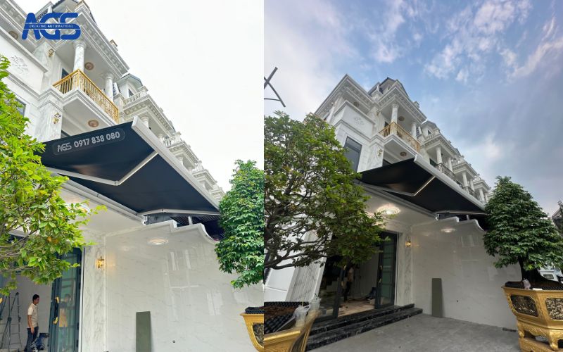 Mái hiên sân nhà biệt thự ngang 5m vươn 3m