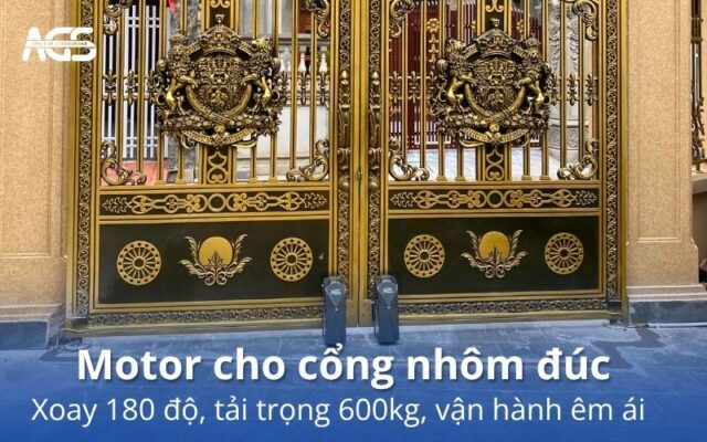 2 motor AGS lắp đặt gọn gàng trước bộ cổng nhôm.
